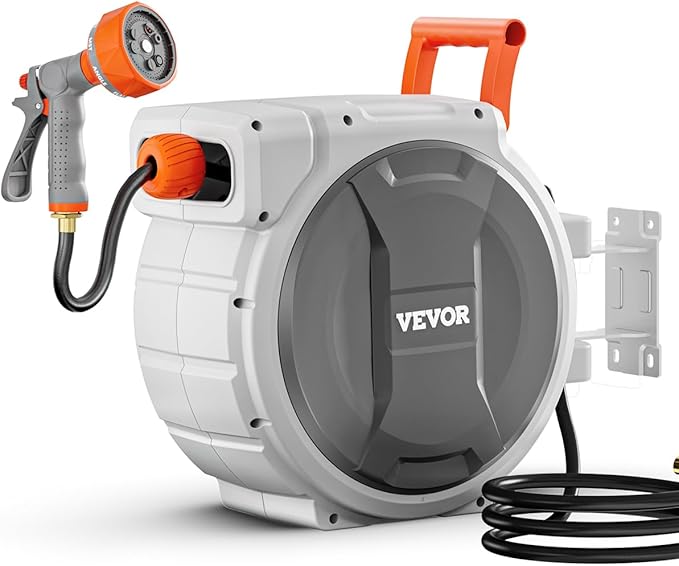 VEVOR Retractable Garden Hose Reel, 5/8 Inch x 100 ft Wall Mounted Hose Reel by VEVOR