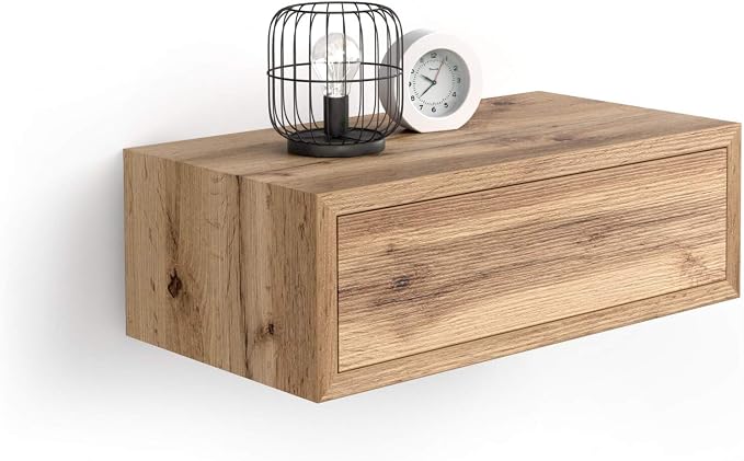 Mobili Fiver, Riccardo Floating nightstand, Rustic Oak, Made in Italy by MobiliFiver