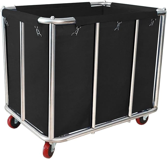 Laundry Cart Commercial Black, 11.35 Bushel Large Industrial Rolling Laundry by Graywlof