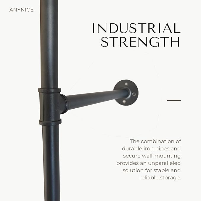 Industrial Pipe Clothing Rack, Heavy Duty Wall Mounted Clothes Rack, Retail - Image 5