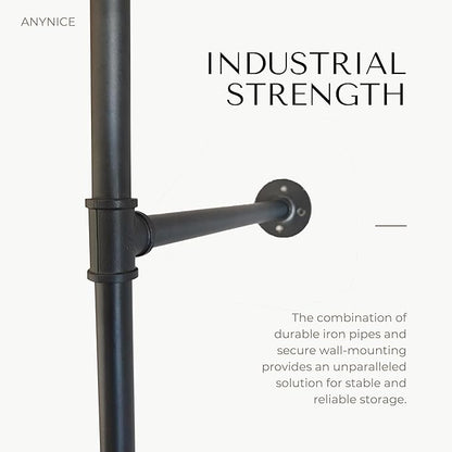 Industrial Pipe Clothing Rack, Heavy Duty Wall Mounted Clothes Rack, Retail - Image 5