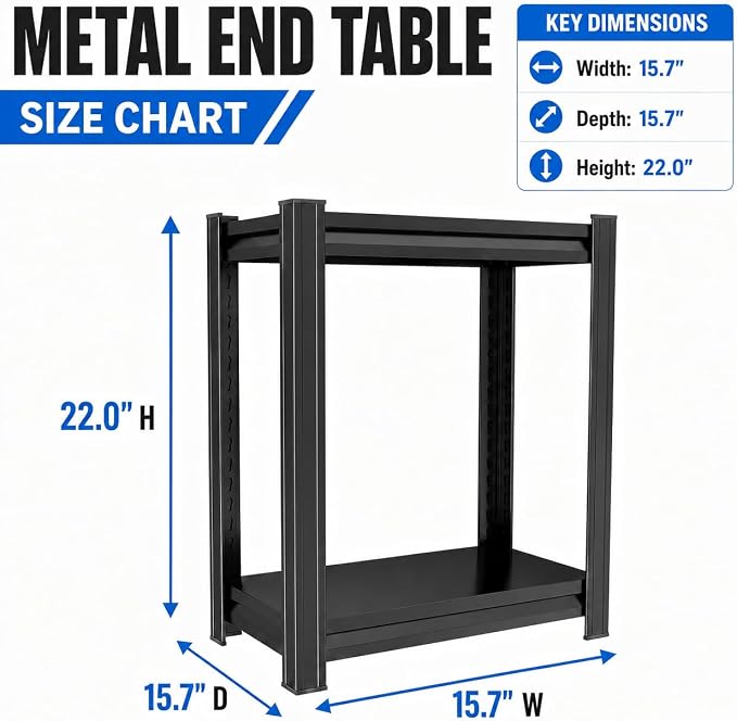 2-Tier Heavy Duty Metal Bookshelf, 1000LBS Adjustable Industrial Bookcase - Image 2