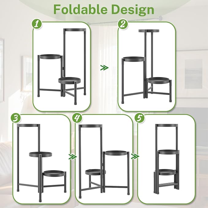 iDavosic.ly Plant Stand Indoor Outdoor, 3 Tier Corner Metal Flower Display - Image 9