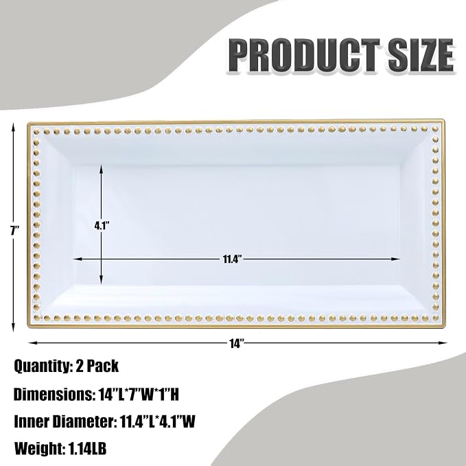 2 Pack White Bathroom Vanity Tray - Image 4