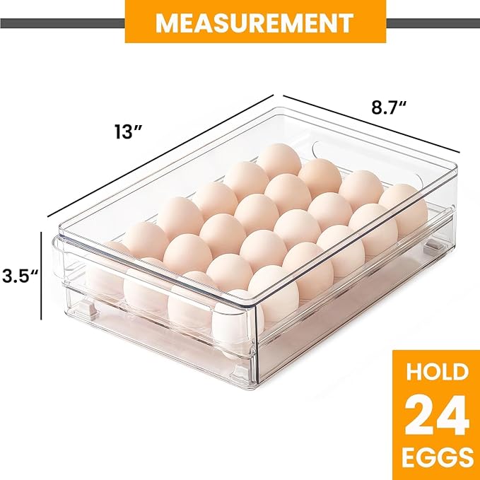 vacane 24 Capacity Egg Holder for Refrigerator, Egg Drawer for Fridge Pull Out - Image 6
