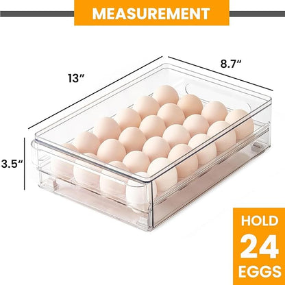 vacane 24 Capacity Egg Holder for Refrigerator, Egg Drawer for Fridge Pull Out - Image 6