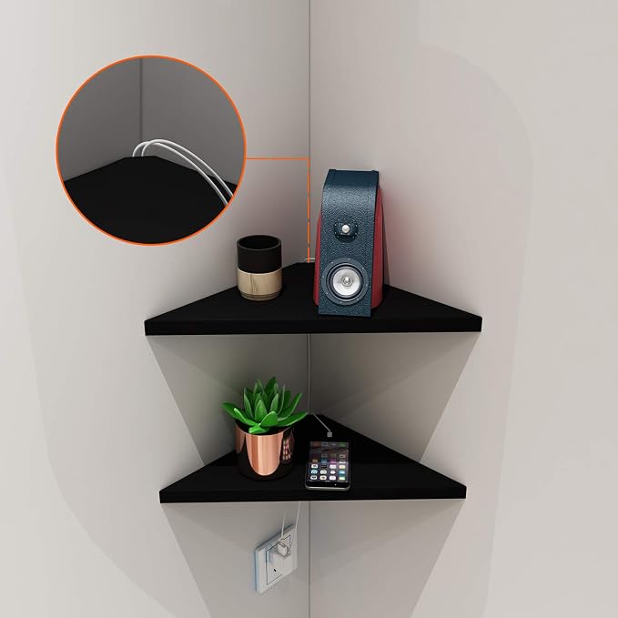 evron Corner Mounting Shelf Set of 2 – Easy to Install Floating Wall Shelves - Image 5