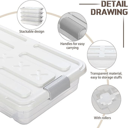 Beeveer 4 Pcs Plastic Under Bed Storage Containers - Image 3