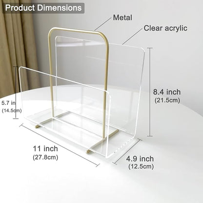 Acrylic Magazine Holder, Crystal Clear Acrylic Magazine Book Rack, Desktop File - Image 2
