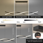 Modern Ceiling Chandelier Light, Acrylic Anti Flicker Pendant Lamp with Remote Control Dimmable 3 Color Mode & Brightness (Warm Cool Neutral Light) for Kitchen Bar Walnut