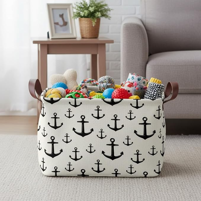 Anchor Storage Basket Waterproof Canvas Toy Storage Bin Home Anchor Decor - Image 5