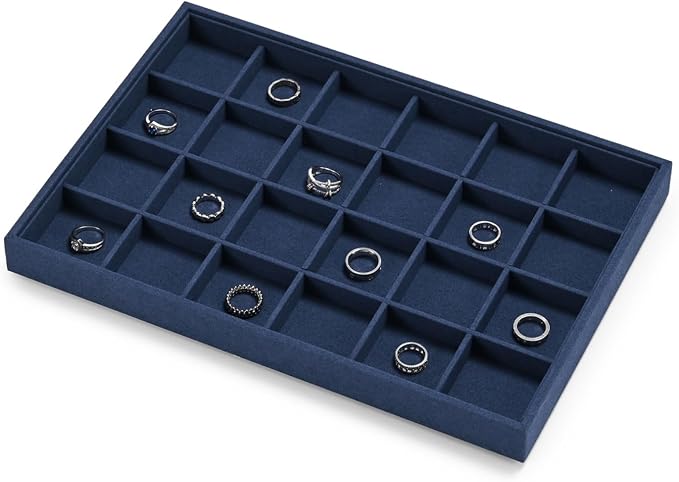 24 Grids Jewelry Tray Earring Organizer Tray Microfiber Jewelry Display Tray - Image 5
