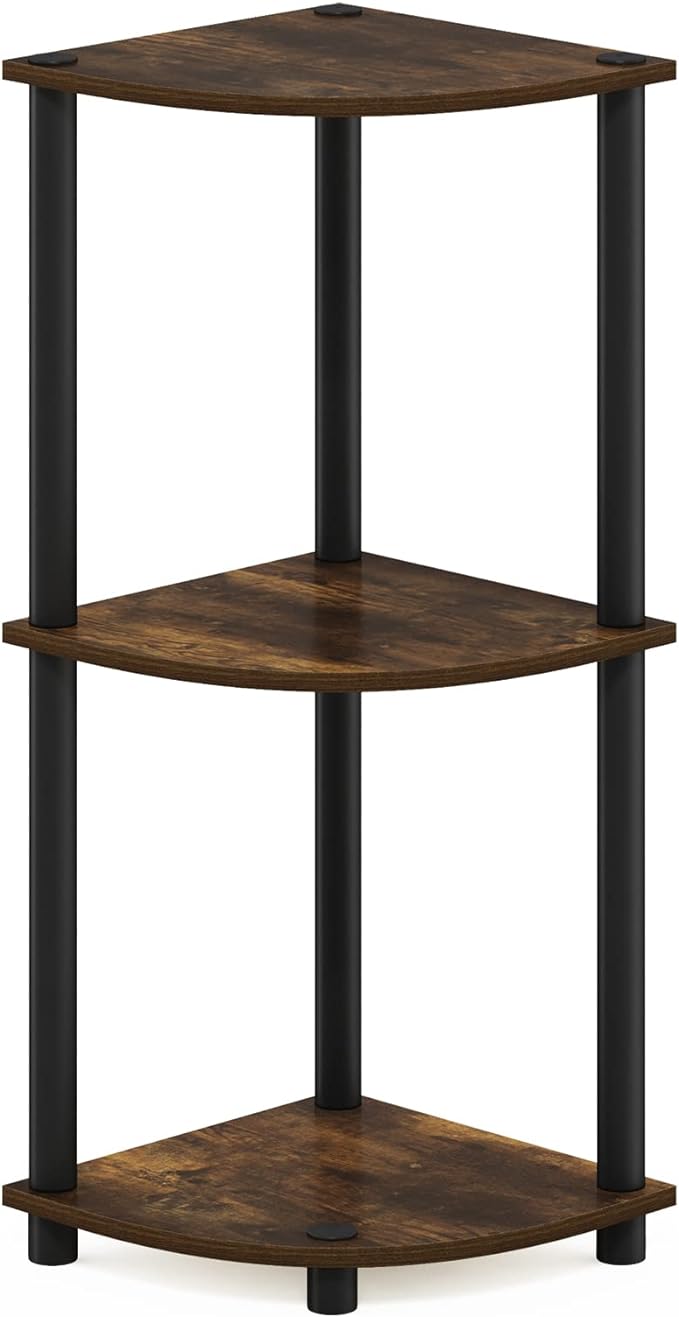 Furinno TURN-N-TUBE Corner Shelf, 3-Tier Corner Bookshelf, Display Storage - Image 5