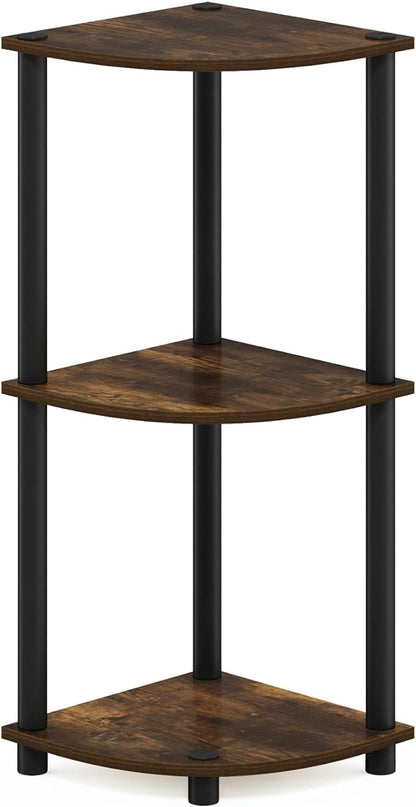 Furinno TURN-N-TUBE Corner Shelf, 3-Tier Corner Bookshelf, Display Storage - Image 5