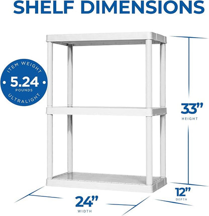 Gracious Living 3 Shelf Fixed Height Solid Light Duty Storage Unit 24 x 12 x - Image 3