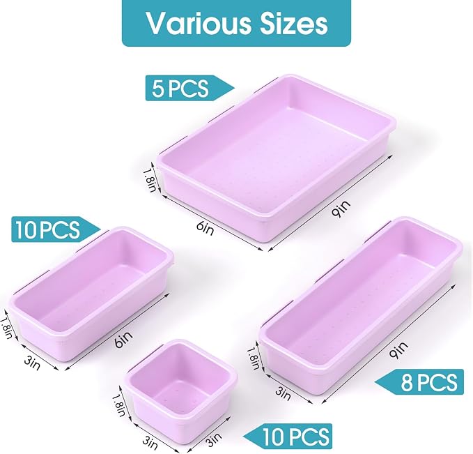 33 PCS Drawer Organizer Set, 4 Size Makeup Drawer Divider Organizer - Image 2