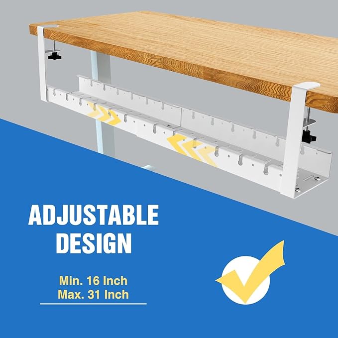 No Drilling Under Desk Cable Management, Metal Cable Management Tray Under Desk - Image 5