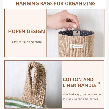 AOKZOE 6 Pack Wall Hanging Storage Bags Hanging Storage Bags Cotton Linen - Image 5