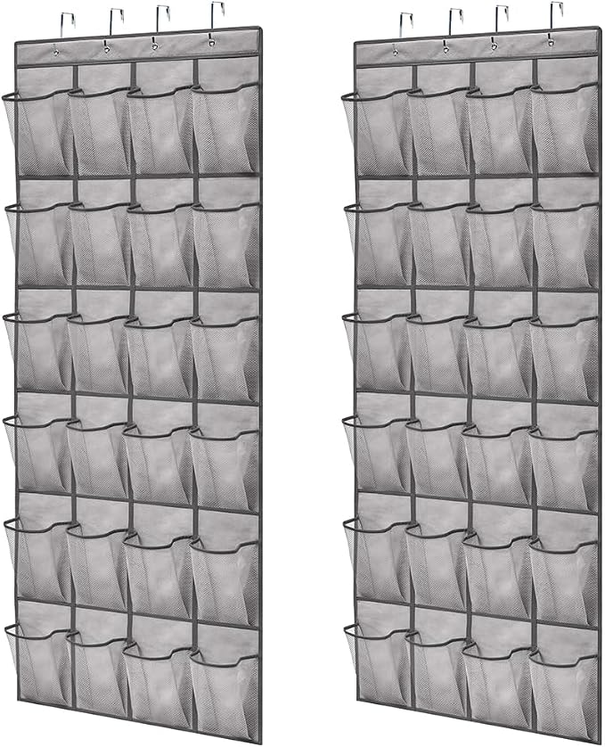 GORILLA GRIP Over the Door Shoe Organizer, 2 Pack, 24 Breathable Mesh Pockets by GorillaGrip
