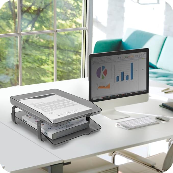 Acrimet Traditional 2 Tier Letter Tray, Front Load Design, A4 Letter Size - Image 2