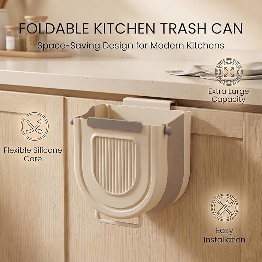 Collapsible Hanging Trash Can for Kitchen: Foldable Hanging Garbage Bin - Image 2