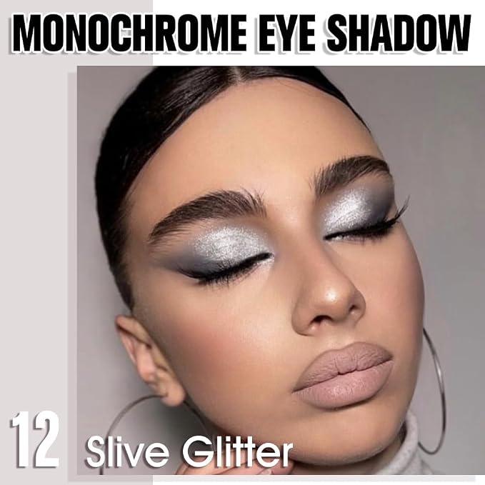 Slive Single Glitter Eyeshadow Makeup, Neutral Powde Eye Shadow - Image 2