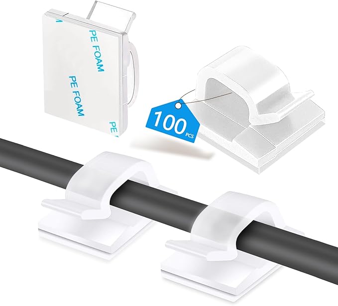 Abnii 100PCS Cable Clips, Adhesive Wire Clips Organizer Cord Clips Management by Abnii
