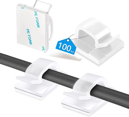 Abnii 100PCS Cable Clips, Adhesive Wire Clips Organizer Cord Clips Management by Abnii
