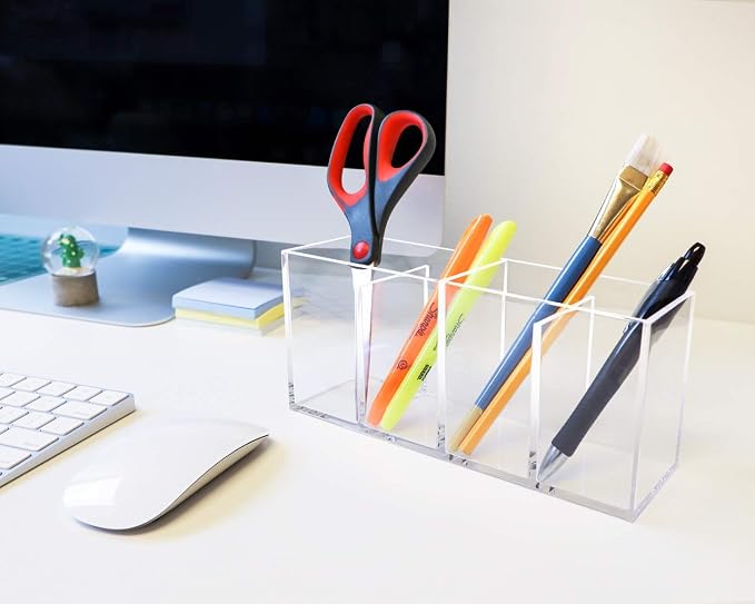Isaac Jacobs 4-Compartment Clear Acrylic Organizer- Makeup Brush Holder- - Image 5