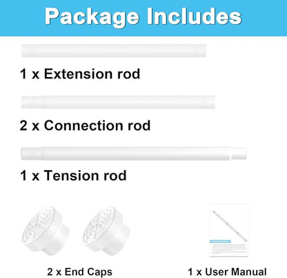 Tension Curtain Rod 30 To 63 Inch White Tension Rods Adjustable Spring Loaded - Image 8