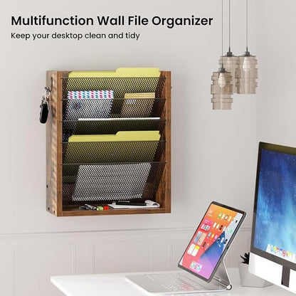 Mail Organizer Wall Mounted, 6-Slot Hanging File Organizer - Image 3