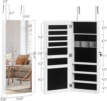 Jewelry Armoire Cabinet with Full Length Mirror, Mirror with Jewelry Storage - Image 4