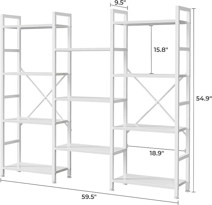 SUPERJARE Triple Bookshelf, Bookcase - Image 3