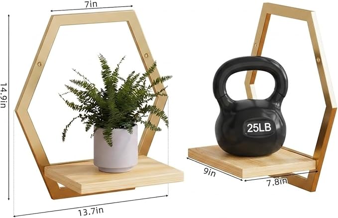 3 Pack Solid Wood & Heavy Duty Metal Wall Plant Stands, 25 LB Load Boho Arch - Image 3