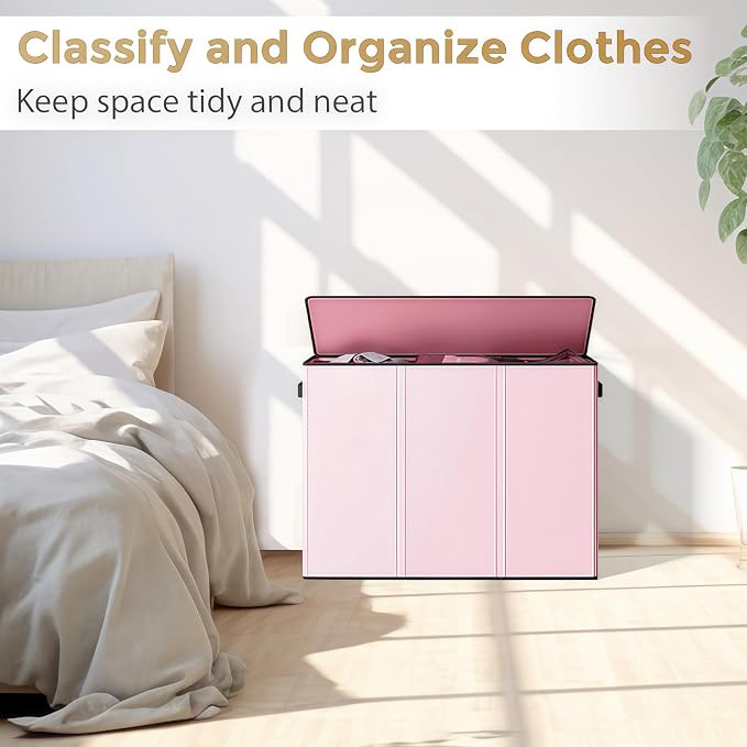 180L Laundry Hamper 3 Section, Large Laundry Basket - Image 6