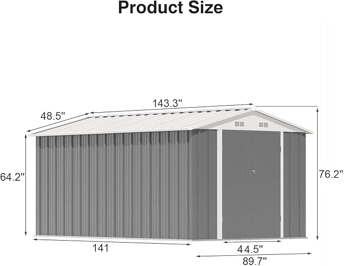 Patiowell 12 x 8 FT Outdoor Storage Shed, Large Metal Shed Storage - Image 2