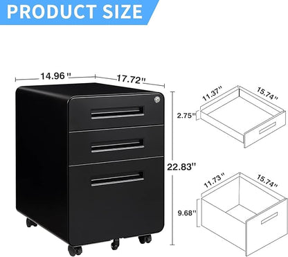 Letaya File Cabinet, 3 Drawer Filing Cabinets - Image 3
