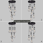 7 Light Raindrop Chandeliers, Bronze Teardrop Cluster Pendant Lights Kitchen Island, Black Dining Room Chandelier Over Table Hanging Pendant Lighting for High Ceiling, Entryway Staircase