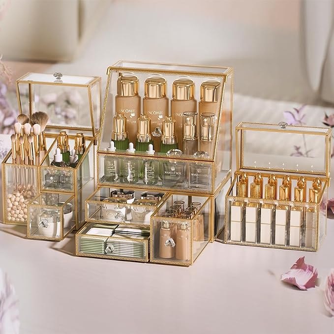 Tempered Glass Makeup Organizer – Clear Vanity Organizer by Coralhouse