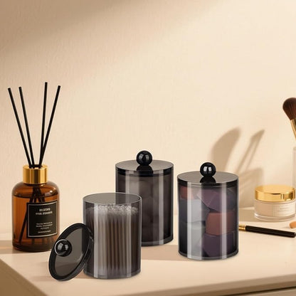 4 Pack Qtip Holder, Canister Apothecary Jar Set, Bathroom Jars - Image 8