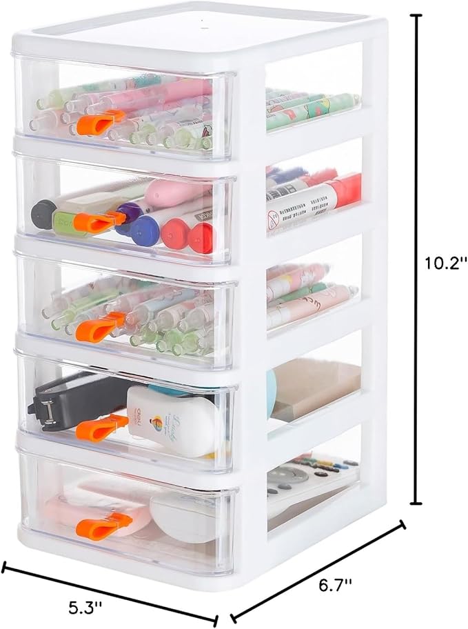 Gagee 5 Drawer Mini Stackable Storage Drawers, - Image 3