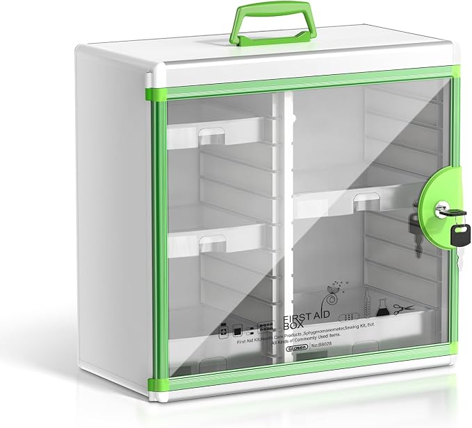 Lockable Medicine Cabinet with 5 Removable Trays, Wall Mounted & Portable by Glosen