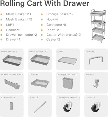 4 Tier Rolling Utility Cart - Image 4