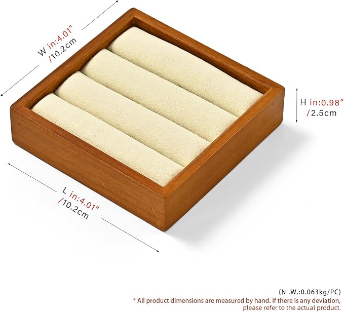 Solid Wood 3-Slots Jewelry Ring Display Tray Showcase Small Jewelry Display - Image 5