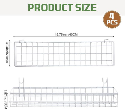 Blulu 4 Pcs 15.75 x 3.94 x 1.97 Inch Metal Grid Wall Baskets - Image 2