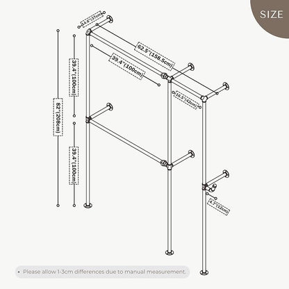 Industrial Pipe Clothing Rack, Heavy Duty Wall Mounted Clothes Rack, Retail - Image 8