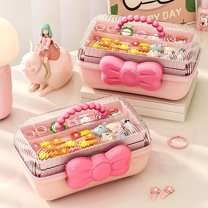 Cute Girls Hair Accessories Storage Box Bow Switch Organizer Box Jewelry Box - Image 4
