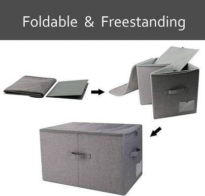 Pack of 2, Folding Clothing Wardrobe Storage Bins - Image 4