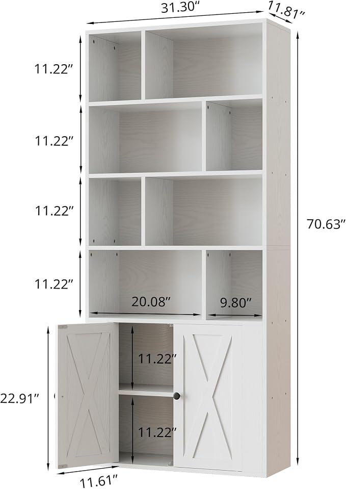 IRONCK Bookcase with Doors, Tall Bookshelf with Storage, Bookshelves and - Image 3