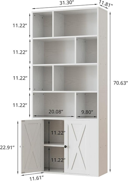 IRONCK Bookcase with Doors, Tall Bookshelf with Storage, Bookshelves and - Image 3